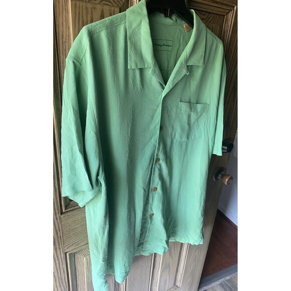 Tommy Bahama Light Green Tropical Floral 100% Silk Button Down Mens Size XL - Picture 4 of 7